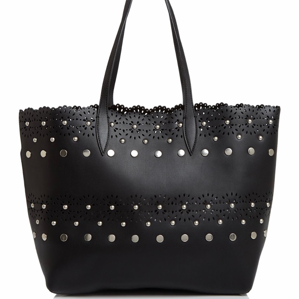 Studded Black Leather Tote